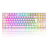 Teclado Mecânico Redragon Kumara Rosa Com Branco Switch Blue