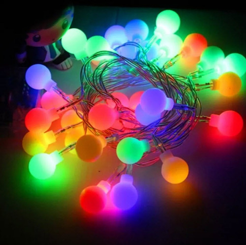 Luces Multicolor 28 Bolitas Led Deco Navidad Carnaval 220v