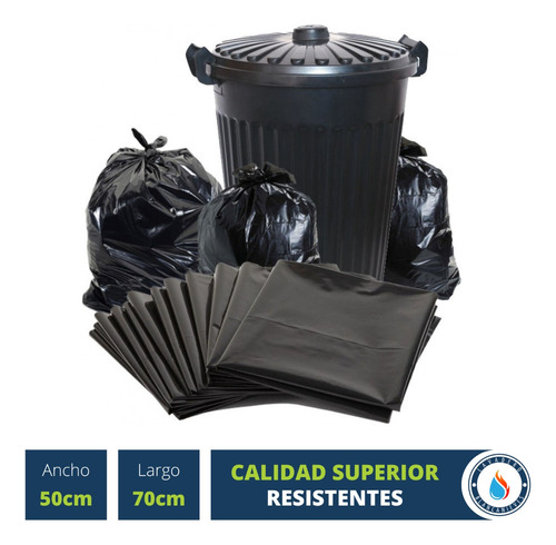 100 Bolsas Residuo Basura Consorcio Negra 50x70 Full