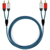 Cable De Audio 2 Rca Macho A Macho | Azul Trenzado / 3m