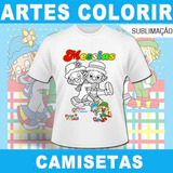 Estampas Colorir Sublimação Crianças Camisetas Infantil 