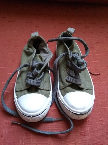 Zapatillas Socked Niños De Lona Color Verde Talle 11/12 U S
