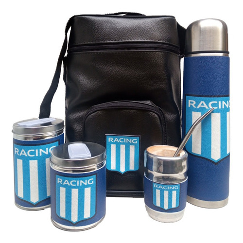 Set Matero Racing Club Completo La Academia Termo De Acero Yerbera Azucarera Mate Y Bombilla Excelente Calidad Oferta !!