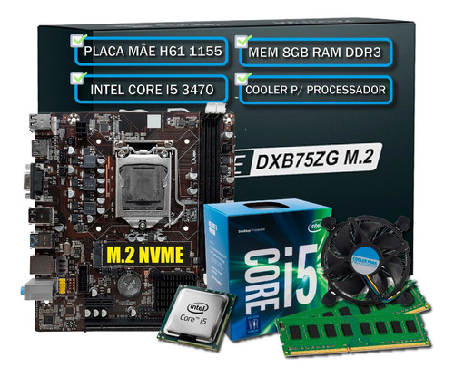 Kit Upgrade Intel Core I5 3470, 8gb Ddr3, Placa Mãe B75 1155