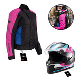 Jaqueta Motoqueiro Feminina Com Capacete Texx Fechado Abs