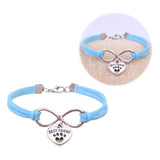 Pulsera Infinito Corazón Patita De Perro Best Friend Azul