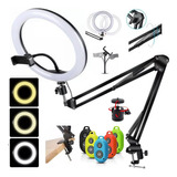 Iluminação Para Live Foto Video Studio Ring Light Fixa Mesa