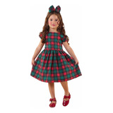 Vestido Infantil Xadrez Vermelho Verde Roupa Natal Menina