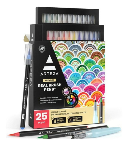 Set 24 Brush Pen Plumón Marcador Punta Pincel Premium Arteza