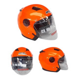 Casco Iron Racing 3/4 Doble Mica Naranja Neon L (g743)