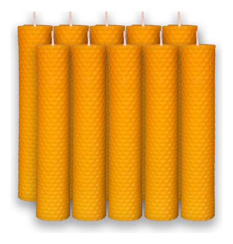 Velas De Cera De Abejas  10x2 Cm Pack De 10 