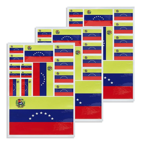 Paquete 3 Calcomanias Bandera Venezuela Calcomanias Reflecta