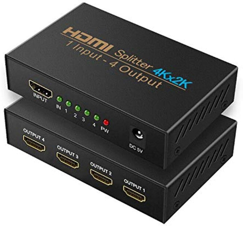 Nierbo Hdmi Splitter 1x4 Salida 4k 3d 4 Divisor De Monitor H