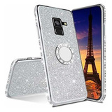 Funda Con Glitter Para Samsung J8 2018 Plateado