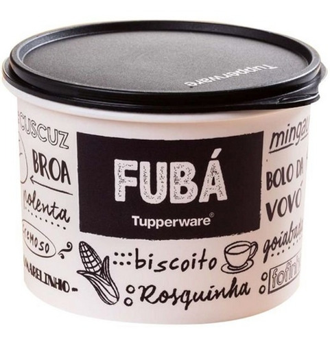 Tupperware Caixa Pb Preto Branco Fubá Cor Preto/branco