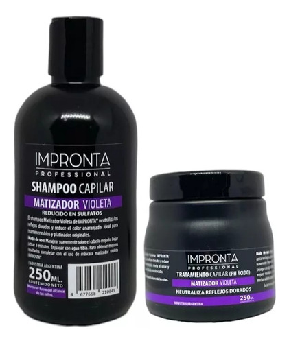 Shampoo + Mascara Matizador Violeta  Impronta X 250ml