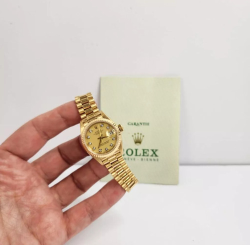 Rolex Lady-datejust Presidente Gold & Diamonds 26mm Completo
