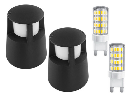 Aplique Piso Exterior Aluminio Negro + Bipin Led 6w Dia Pack