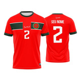 Camisa Marrocos Copa Do Mundo Personalizada Com Nome Numero