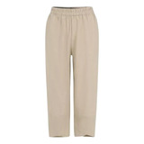 Pantalón Vendimia Zanzea Suelto Mujer Beige 