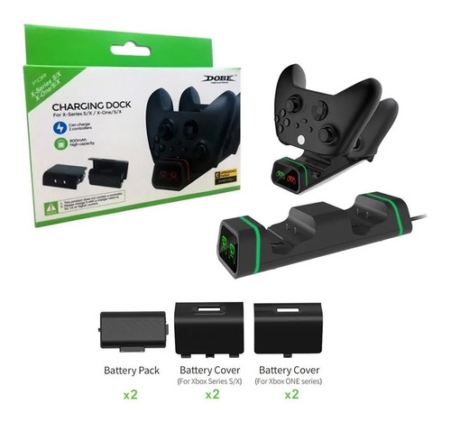 Carregador Controle Xbox One E Serie S X + 2 Baterias Dobe