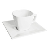 Set X6 Tazas De Té + 6 Platos De Té Porcelana Blanco Oxford