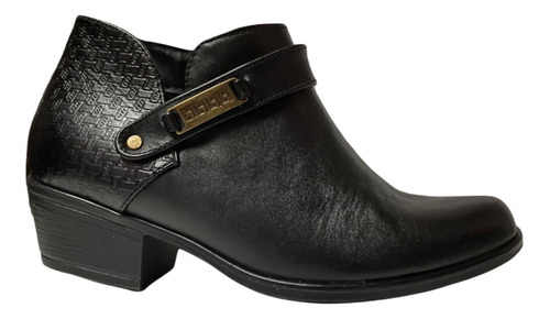 Zapato Botin Mujer Cuero Elegante Tacon Bajo  Cerrado Dama