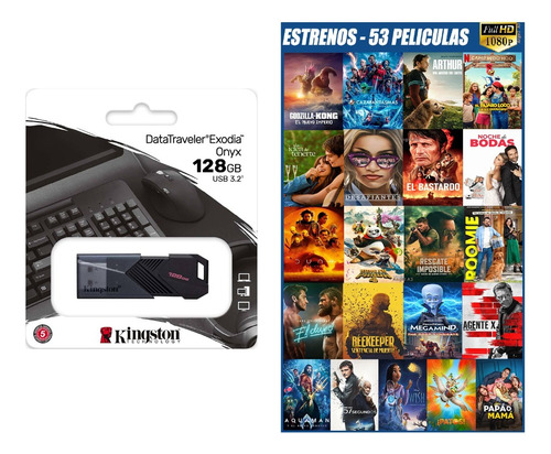 Memoria Usb 128 Gb Películas Estrenos Recientes Full Hd