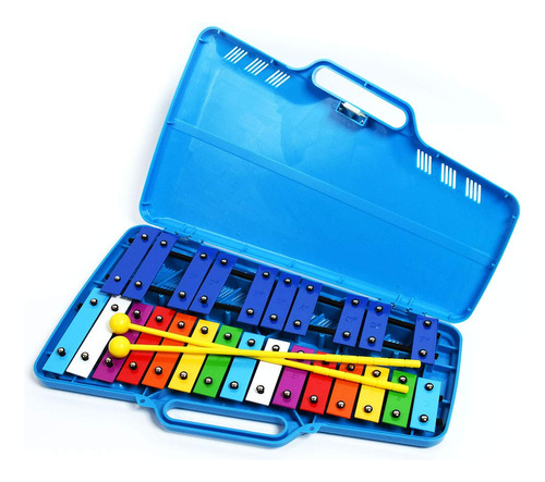 Xilofono Profesional De Plastico Azul Glockenspiel Con 25 Ll