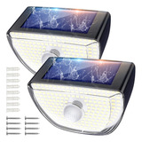 Lámpara Solar Exterior Pared Sensor 200 Led Jardín Luz 2pcs