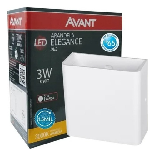 Kit 6 Arandela Branca Elegance 2 Fachos 3w Avant 3000k 110v/220v