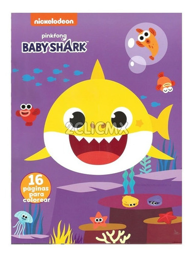 Libros Colorear Baby Shark #2 16 Pag Recuerdos Bolo Fiesta