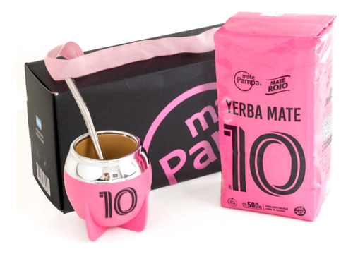 Mate Pampa Kit 10 Con Bombilla + Yerba + Packaging 