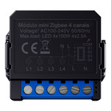 Interruptor Relé Inteligente Zigbee 4 Canais Novadigital Cor Preto 110v/220v