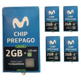 Pack 5 Chip Movistar Prepago 2gb + 100 Minutos Sim Card