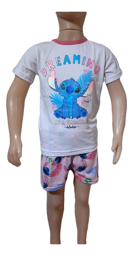 Pijama Brilla En Oscuridad Stitch Barbie Merlina Verano Niña