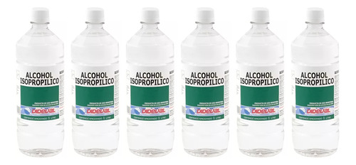 Alcohol Isopropilico 99.7% 1 Litro Dideval Pack Ahorro 6 Un.