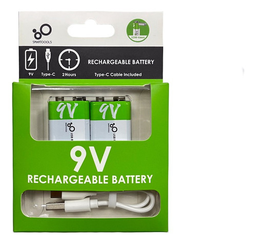 Baterías - Pilas Recargable Usb 9v (2und)