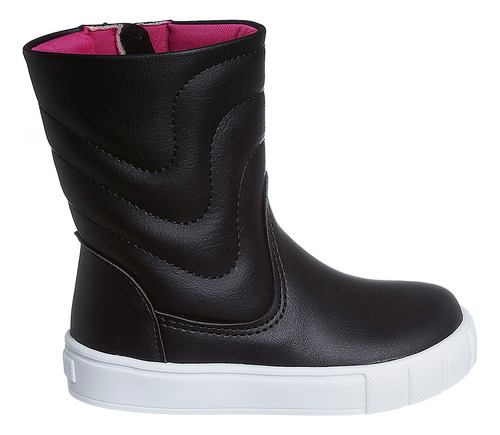 Bota Infantil Feminina Urban Kids Pé Com Pé Cano Médio Preto