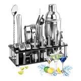 Kit Cocteleria 23pz Bartender Con Soporte Cocktail Bar 750ml