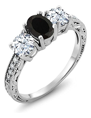 Gem Stone Anillo Plata 925 Con Onix Negro Para Mujer 2 42 Qu