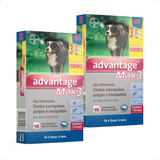 2 Advantage Max 3 Antipulgas Cães Acima 25kg Total 6 Pipetas