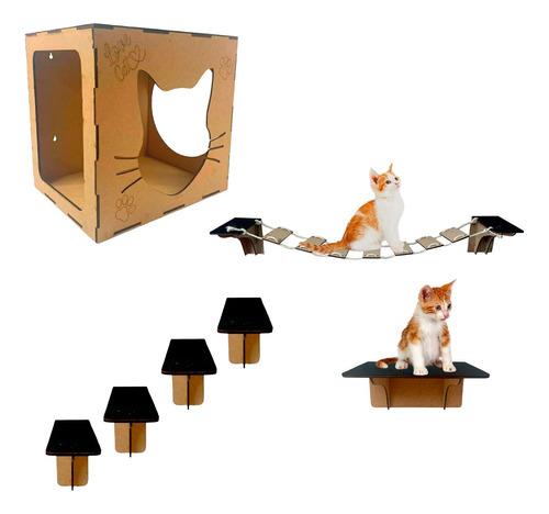 Playground Para Gatos 7 Peças Kit Nicho Completo + Brindes