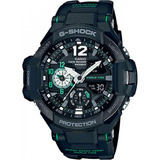 Relógio De Pulso Casio Gravitymaster Ga-1100 Com Corpo Preto,  Analógico-digital, Para Masculino, Fundo  Preto, Com Correia De Resina Cor Preto, Agulhas Cor Branco E Cinza E Preto E Verde, Subdials De