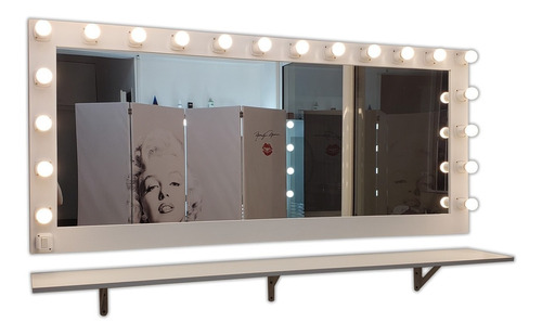 Espejos De Maquillaje 1 X 80 De 11 Luces Con Mesa Incluye Ménsulas. Led. Camerinos,estilo Hollywood, Makeup Todoespejos