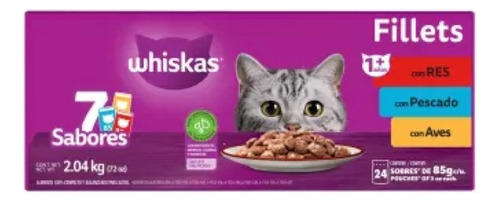 Alimento Húmedo Para Gato Whiskas 24 Sobres De 85 G C/u