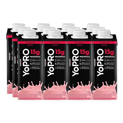 Yopro Danone Morango 15g Proteina Whey Yo Pro - 12 Unidades | Frete grátis