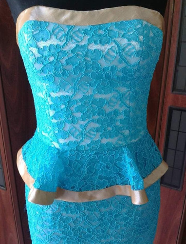 Vestido Corto Strapless De Fiesta Mujer, 15 Años, Encaje