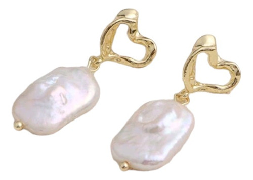 Aros De Perla Cultivada Chata Original Baño De Oro 18k