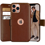 Funda Marron Tipo Billetera Para iPhone 11 Cierre Magnetico